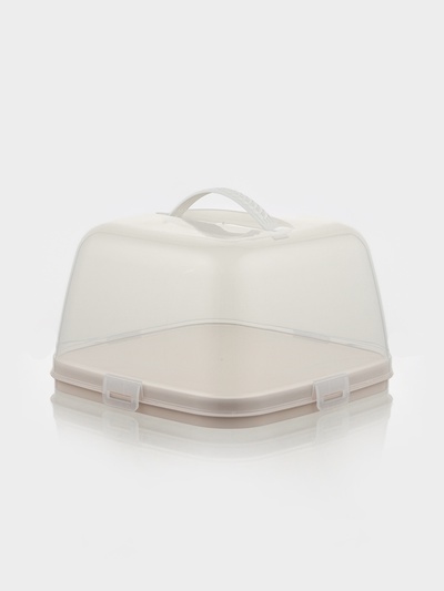 Тортовница с крышкой Альтернатива, 28.5×28.5×17.5 см, пластик, бежевая