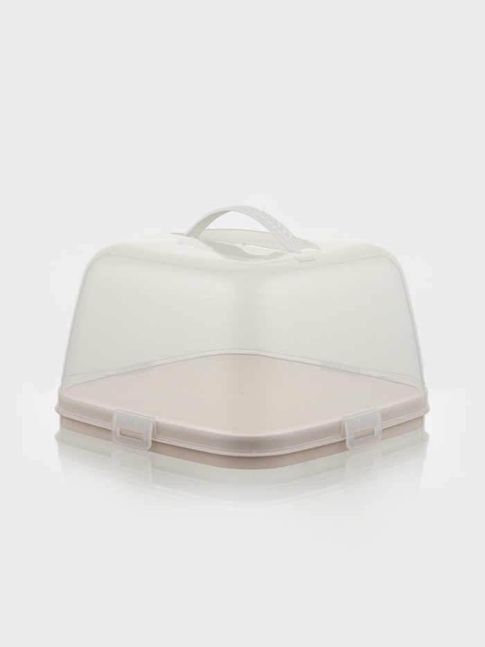 Тортовница с крышкой Альтернатива, 28.5×28.5×17.5 см, пластик, бежевая - Фото 1