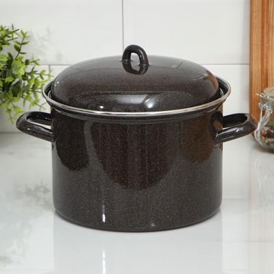 Кастрюля эмалированная, 4.5 л, d=22.5 см, индукция, цилиндрическая, индукция, коричневая