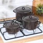 Набор кастрюль эмалированных «Гранит», 3 шт.: 1.5 л, 3 л, 4.5 л, коричневый - Фото 4