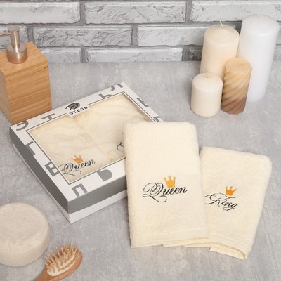 Полотенца махровые «Этель» Queen & King, 35×50 см - 2 шт., хлопок 100%