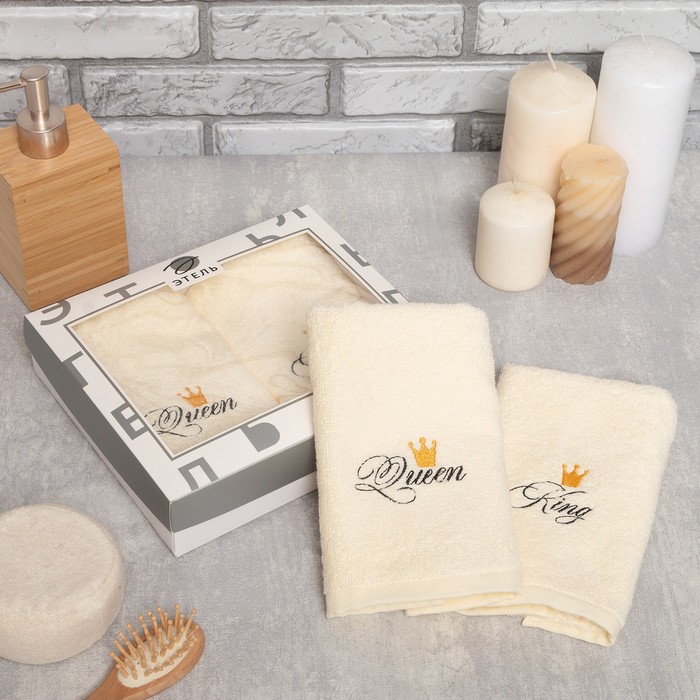 Полотенца махровые «Этель» Queen & King, 35×50 см - 2 шт., хлопок 100% - Фото 1