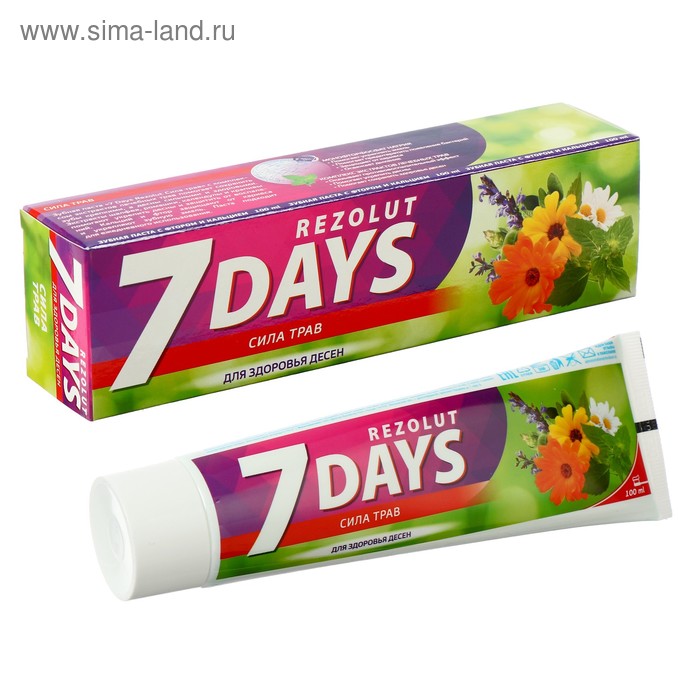 Зубная паста 7 days Rezolut Сила трав для здоровья десен, 100 мл - Фото 1