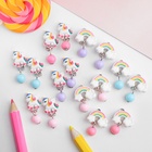 Серьги клипсы детские Выбражулька «Единороги и радуга», форма МИКС, миксы - фото 53002711