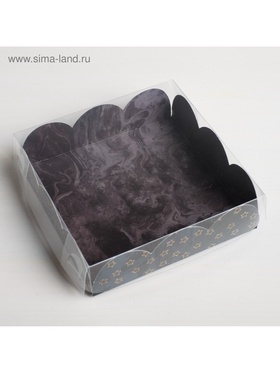 Коробка для печенья, кондитерская упаковка с пластиковой крышкой, For you, 10.5 х 10.5 х 3 см (комплект 5 шт)