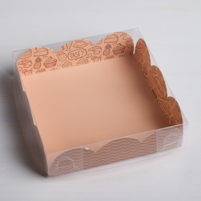 Коробка кондитерская с PVC-крышкой, упаковка, Desert, 10,5 х 10,5 х 3 см