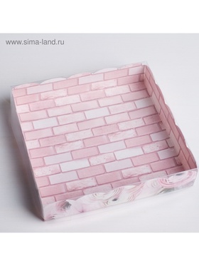 Коробка для печенья, кондитерская упаковка с PVC крышкой, My best wishes, 15 х 15 х 3 см (комплект 5 шт)