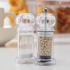 Набор для специй Доляна «Льдинки», h=10 см, 2 шт.: мельница, солонка, прозрачный - Фото 1