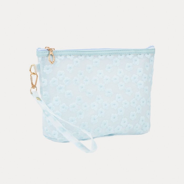 Косметичка на молнии, цвет матовый голубой - Фото 1