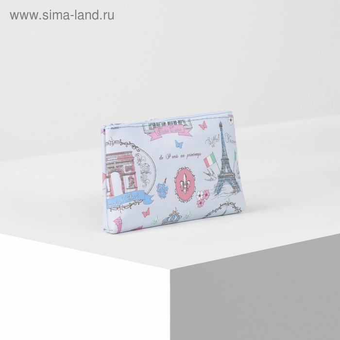 Косметичка простая, отдел на молнии, цвет голубой - Фото 1
