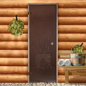 Дверь для бани «Банька», размер коробки 190 x 70 см, левая, 6 мм, круглая ручка