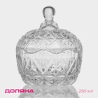 Сахарница стеклянная Доляна «Льдинка», 250 мл, 10×12 см, с крышкой - фото 8366685