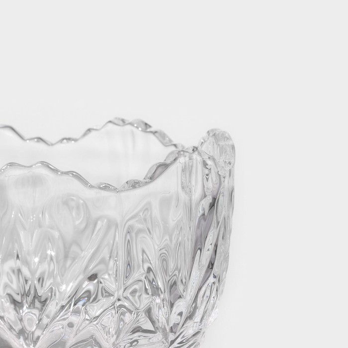 Сахарница стеклянная Доляна «Льдинка», 250 мл, 10×12 см, с крышкой - фото 1889116054