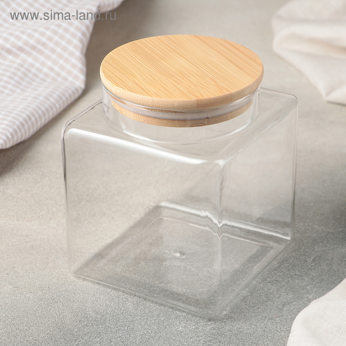 Банка для сыпучих продуктов Magistro «Эко», 1.3 л, 11×14 см, с бамбуковой крышкой, стекло - Фото 1