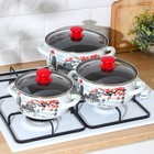 Набор эмалированных кастрюль «Ветка сакуры», 3 предмета: 1.5 л, 2 л, 3 л, индукция - Фото 4