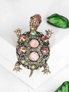Брошь «Черепашка» в крупных стразах, цветная в чернёном золоте - Фото 6