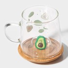 Кружка с деревянной крышкой «Авокадо», 350 мл, стекло, рисунок МИКС - Фото 7