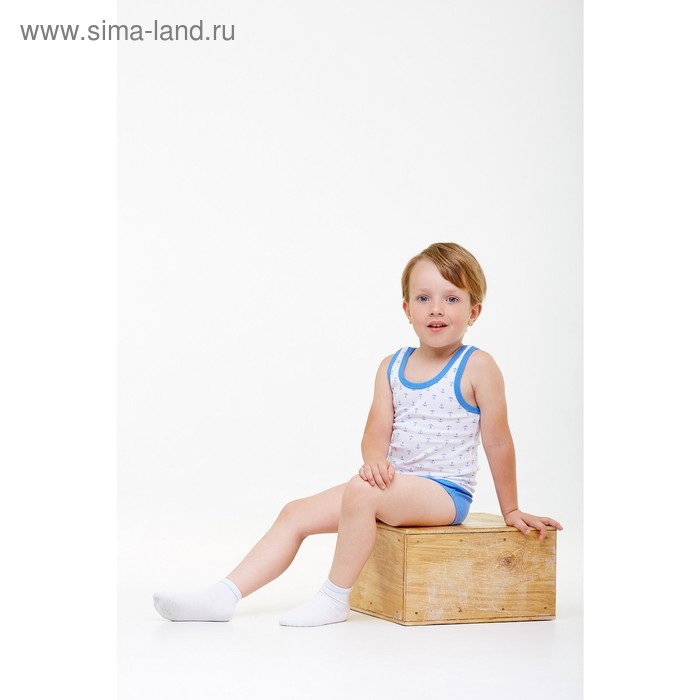 Комплект для мальчика из майки и трусов «Якоря», рост 122-128 см, цвет синий - Фото 1