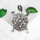 Брошь «Черепашка» в крупных стразах, цветная в чернёном серебре - Фото 2