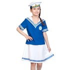 Карнавальный костюм «Морячка», рубашка, юбка, бескозырка, р. 30-32, рост 122-128 см - фото 9775639