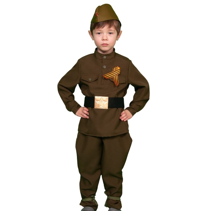 Карнавальный костюм «Солдатик в галифе», гимнастёрка, ремень, брюки, пилотка, р. 28-30, рост 92-110 см - Фото 1