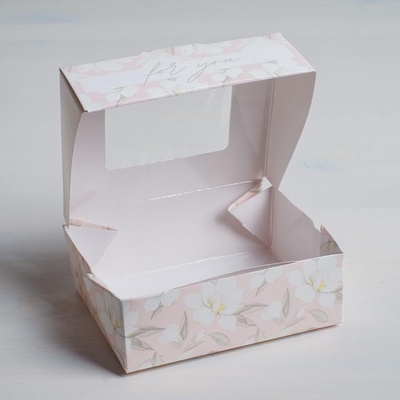 Кондитерская упаковка, коробка с ламинацией «For you», 10×8×3.5 см