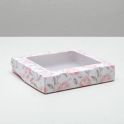 Коробка кондитерская складная, упаковка «Flowers», 20 х 20 х 4 см