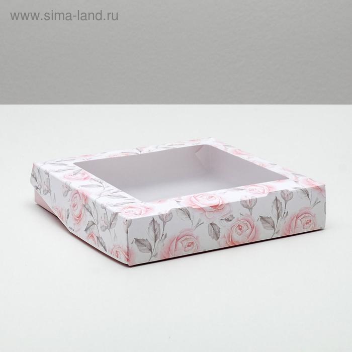 Кондитерская упаковка, коробка с ламинацией «Flowers», 20 х 20 х 4 см