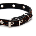 Ошейник кожаный однослойный с рифлеными люверсами, 35×1.2 см, ОШ 10-28 см, безразмерный, микс цветов - Фото 3