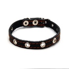 Ошейник кожаный однослойный с рифлеными люверсами, 35×1.2 см, ОШ 10-28 см, безразмерный, микс цветов - Фото 4