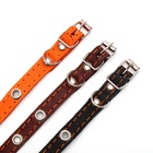 Ошейник кожаный однослойный с рифлеными люверсами, 35×1.2 см, ОШ 10-28 см, безразмерный, микс цветов - Фото 9