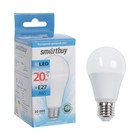 Лампа cветодиодная Smartbuy, E27, A65, 20 Вт, 6000 К, холодный белый свет - фото 2902771