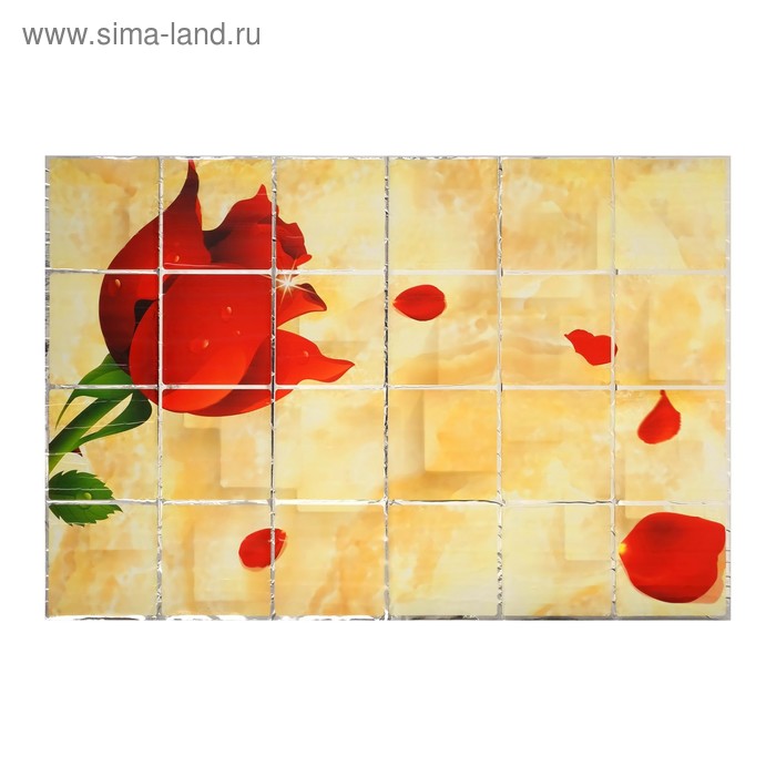 Наклейка на кафельную плитку "Роза и лепестки" 90х60 см - Фото 1
