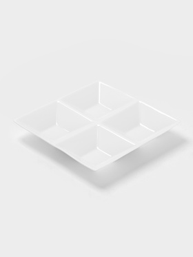 Менажница 4 ячейки Wilmax, 20×20 см, фарфор, белая 4703002
