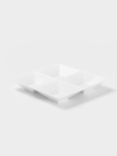 Менажница 4 ячейки Wilmax, 20×20 см, фарфор, белая