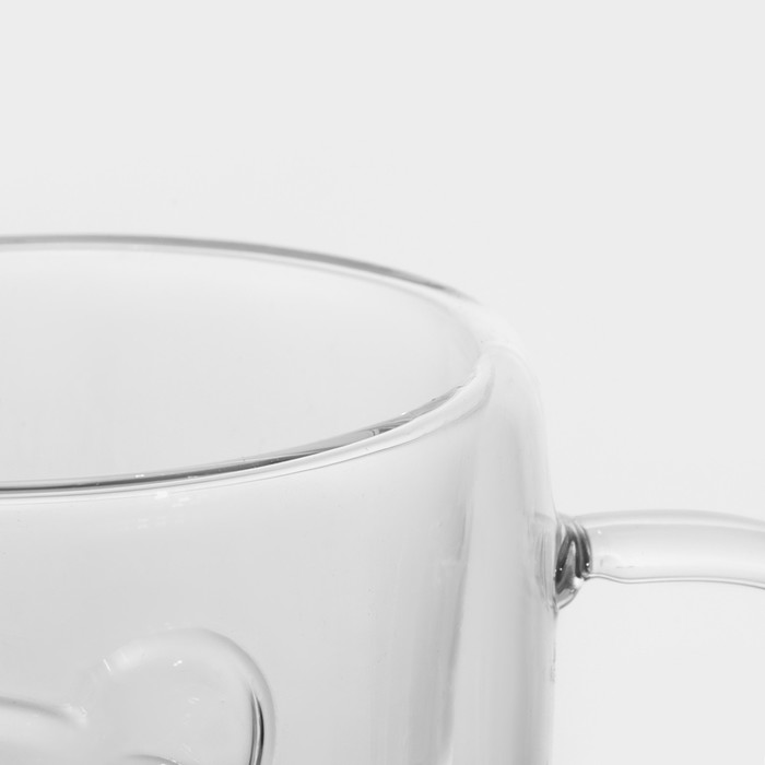 Кружка с двойными стенками «Панда», 300 мл, стекло, прозрачная - фото 113151588