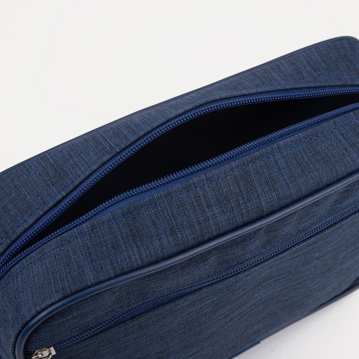 Косметичка на молнии, наружный карман, цвет синий 19652