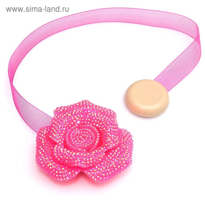 Подхват для штор на ленте "Гламурная роза", цвет малиновый