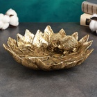 Подставка для мелочей «Пара ежей на тарелке из листьев», полистоун под золото, 24×24×6.5 см - Фото 2