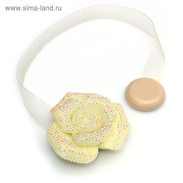 Подхват для штор на ленте "Гламурная роза", цвет белый