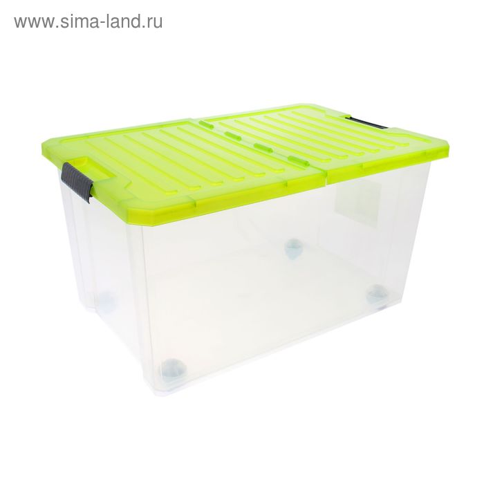 Ящик для хранения на роликах, со складной синей крышкой, прямоугольный 57 л Unibox - Фото 1