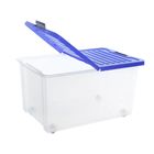 Ящик для хранения на роликах, со складной синей крышкой, прямоугольный 57 л Unibox - Фото 4