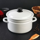 Кастрюля эмалированная, 5 л, d=24 см, цилиндрическая, индукция, белая - Фото 1