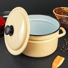 Кастрюля эмалированная, 5 л, d=24 см, цилиндрическая, цвет слоновая кость - Фото 2