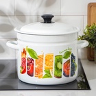 Кастрюля эмалированная, 7 л, d=24 см, цилиндрическая, деколь МИКС, белая - Фото 4