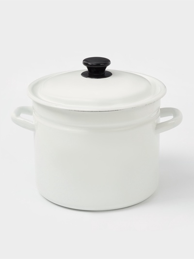 Кастрюля эмалированная, 7 л, d=25 см, с крышкой, без деколи, белая