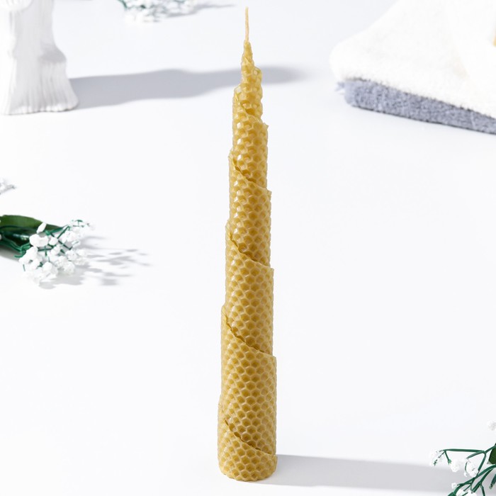 Свеча из вощины медовая "Конус", 26 см - Фото 1