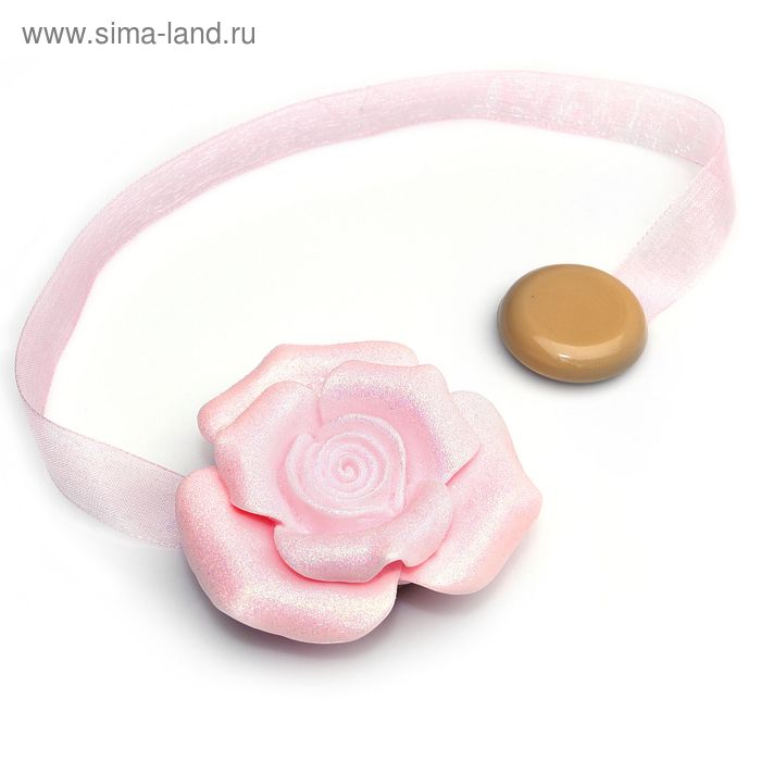 Подхват для штор на ленте "Розочка", цвет розовый