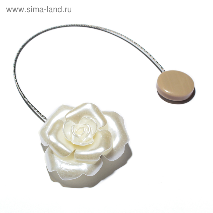 Подхват для штор «Розочка», d = 5,5 см, цвет белый - Фото 1