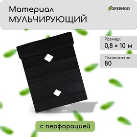 Материал мульчирующий, с перфорацией, 0,8 × 10 м, плотность 80, с УФ-стабилизатором, чёрный, Greengo, Эконом 20%